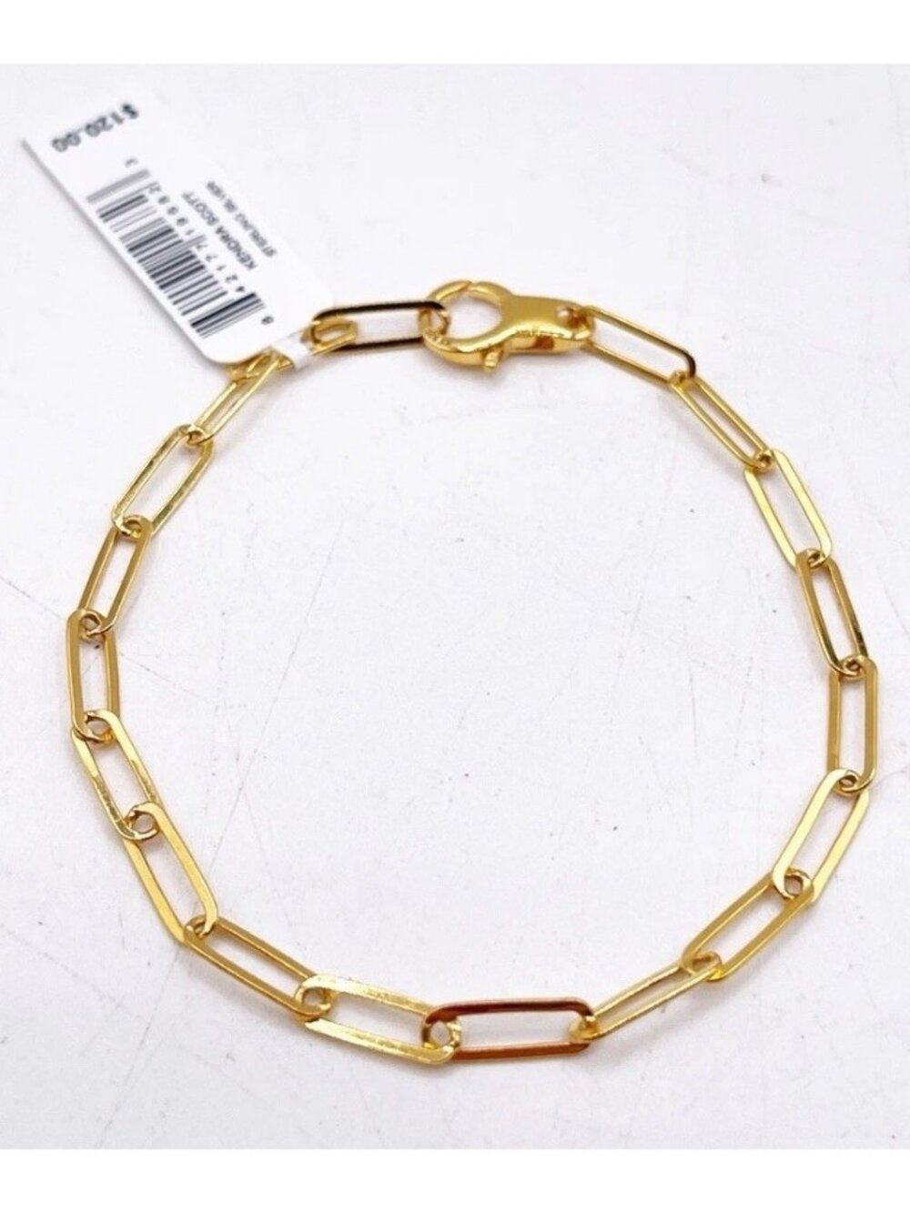 New Kendra Scott 925 Sterling Silver Vermeil Large Paperclip Chain Bracelet